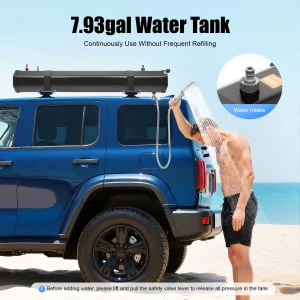 Portable Water Tank Camping Shower Roof Rack Mount Wash Station Outdoor Water Supply