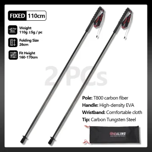 Local+ 2PCs Trekking Poles Carbon Fiber 115g Ultra-Light Hiking Poles Camping Stick Foldable Walking Cane Travel Outdoor Gear