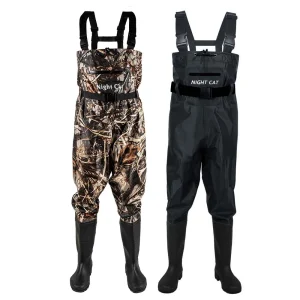 Men Women Waterproof Nylon PVC Waders Heavy Duty Chest Waders with Boots  Anti-Slip Sole