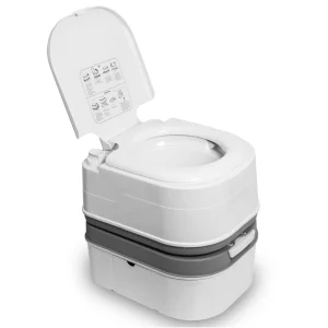 Portable Toilet Camping Potty with Toilet Paper Storage 5.8 Gallon Indoor Outdoor RV Toilet with Handle Pumping Leak-Proof