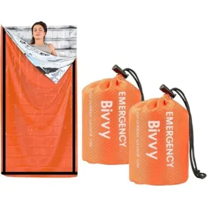 Emergency Sleeping Bag, Survival Bivy Sack Mylar Thermal Emergency Blanket Waterproof Lightweight Portable Shelter for Camping