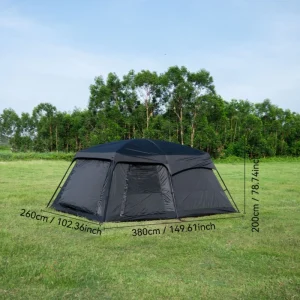 4/8/12-Person Outdoor Camping Tent with Extendable Canopy: Mosquito-proof, waterproof, and UV-resistant; well-ventilated and breathable to prevent stuffiness; quick to set up and easy to pack away; suitable for all seasons and various settings